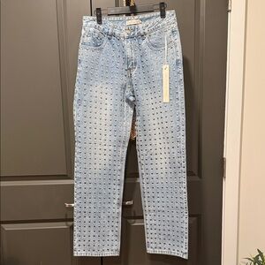 House of Harlow 1960 | High Rise, Straight Leg Embellished Jeans | Size 28